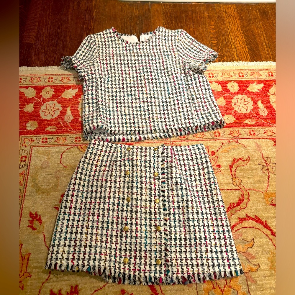 Wayf Multi-colour Houndstooth Matching Skirt and Top Set